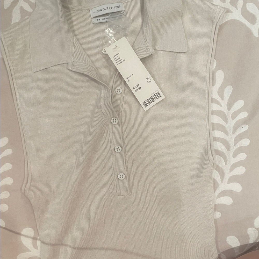 Urban Outfitters Light Beige Button-Up Polo